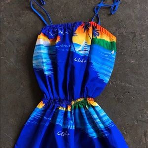 Hawaiian printed silk jumpsuit